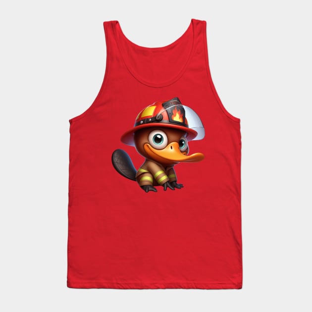 Cute Platypus Firefighter Tank Top by Dmytro